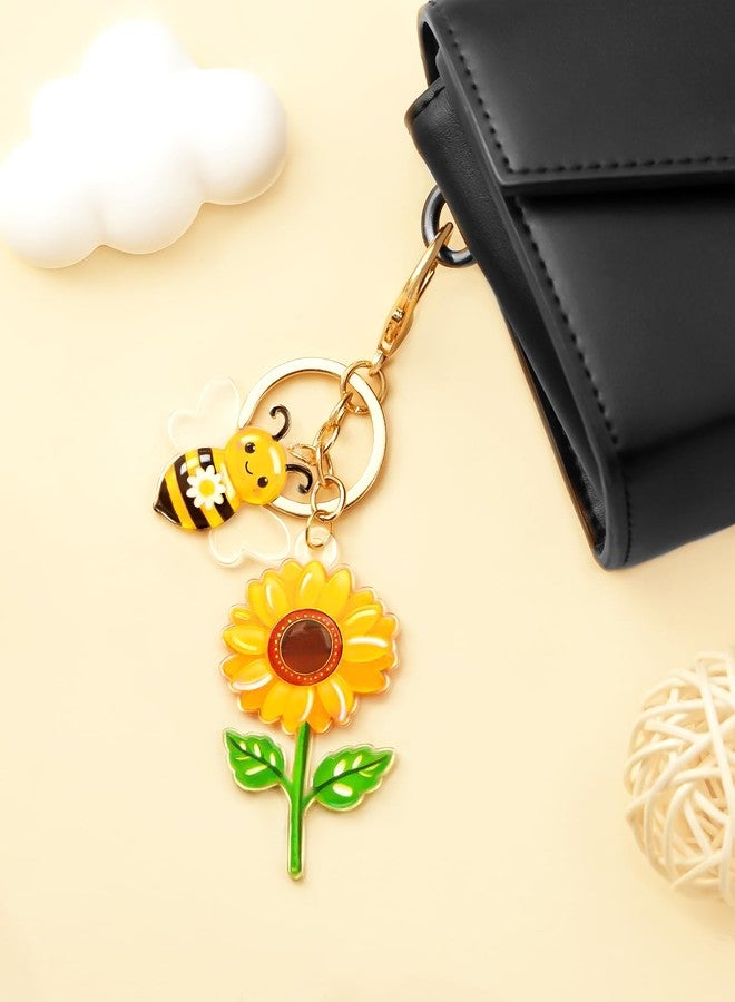 nylry Cute Keychains for Women Bag Charms Purse for Handbags Acrylic Bee Sunflower Keychain for Women Coworker Friendship Bag Accessories Charms Inspirational Gifts Good Luck Gifts-Bee&Sunflower - Image 5